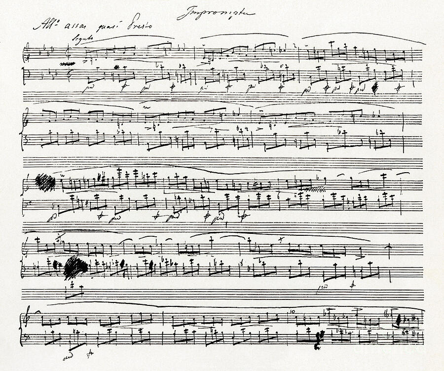 Sheet Music Page Of An Impromptu By Frederic Chopin (1810-1849), French Composer Of Polish Origin At The Age Of 19th Century Drawing by American School