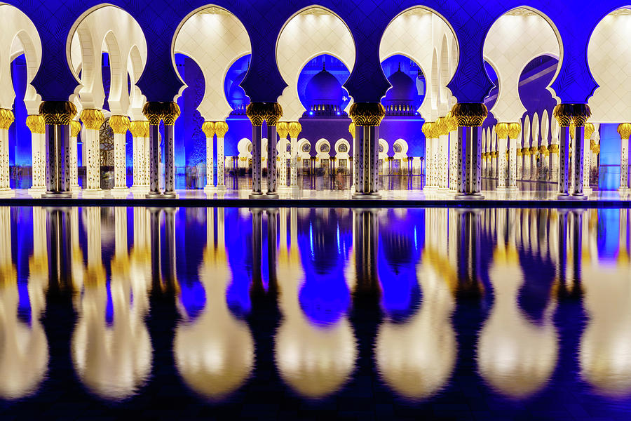 Sheikh Zayed Grand Mosque at night Photograph by Alexey Stiop