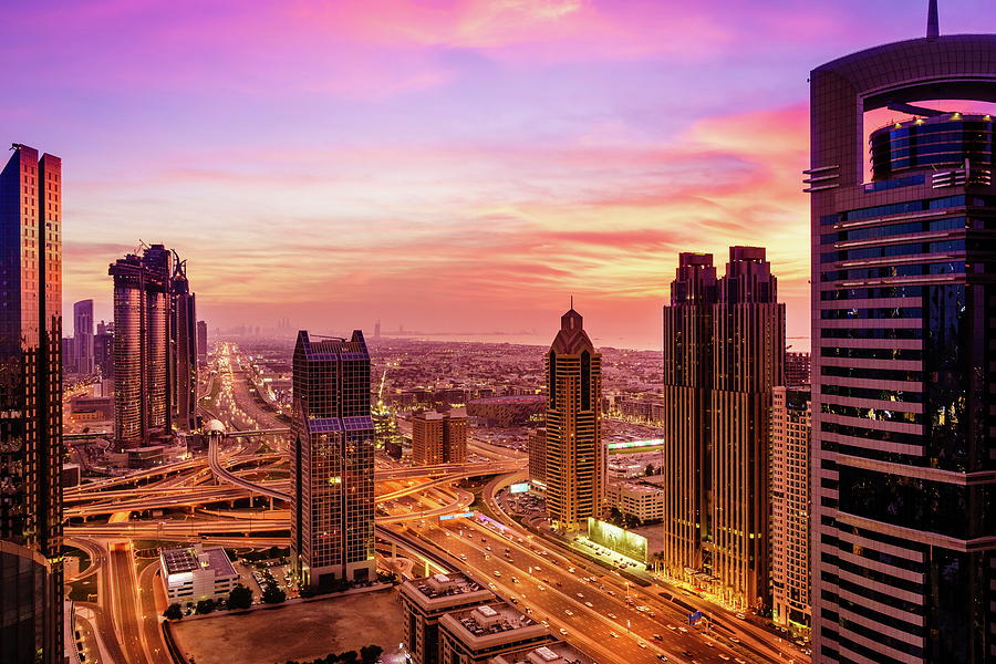 Sheikh Zayed Road in Dubai Photograph by Alexey Stiop