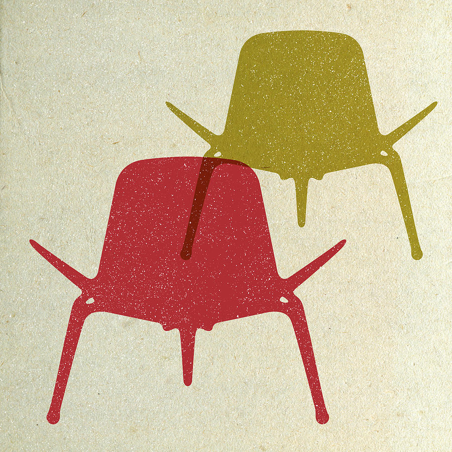 Mid-century Digital Art - Shell Chairs I by Naxart Studio Mid-century Digital Art - Shell Chairs I by Naxart Studio