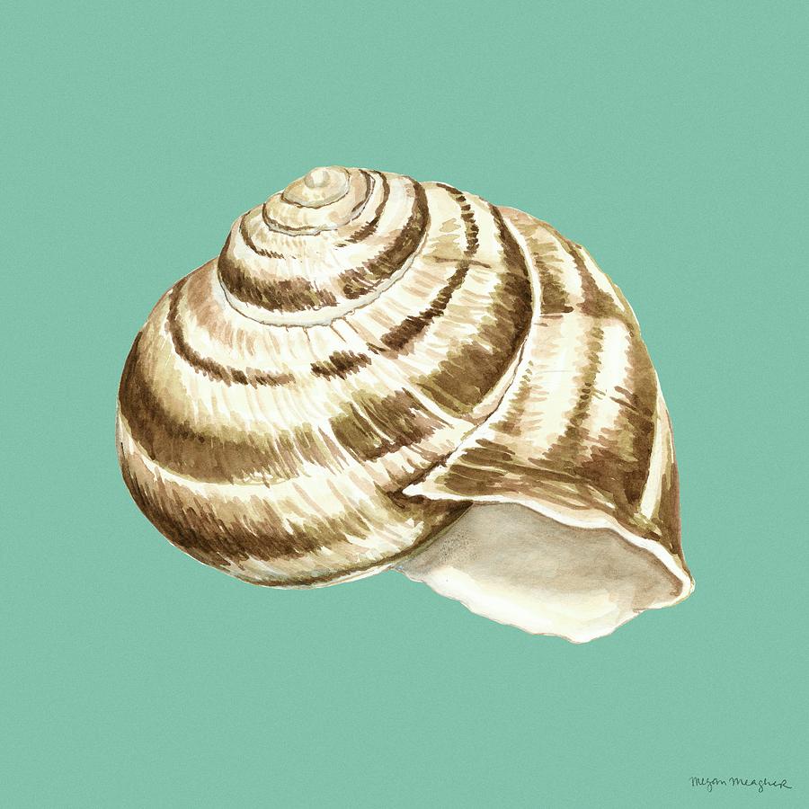 Shell Painting - Shell On Aqua I by Megan Meagher