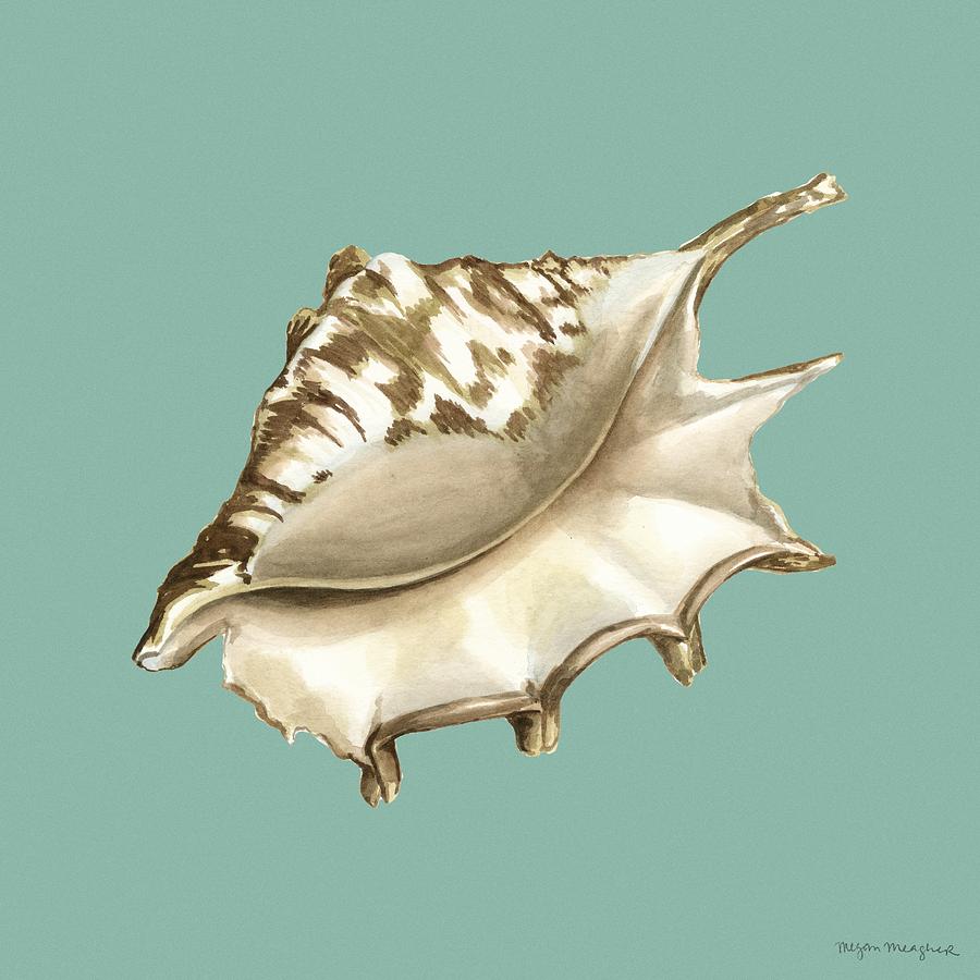 Shell Painting - Shell On Aqua Iv by Megan Meagher