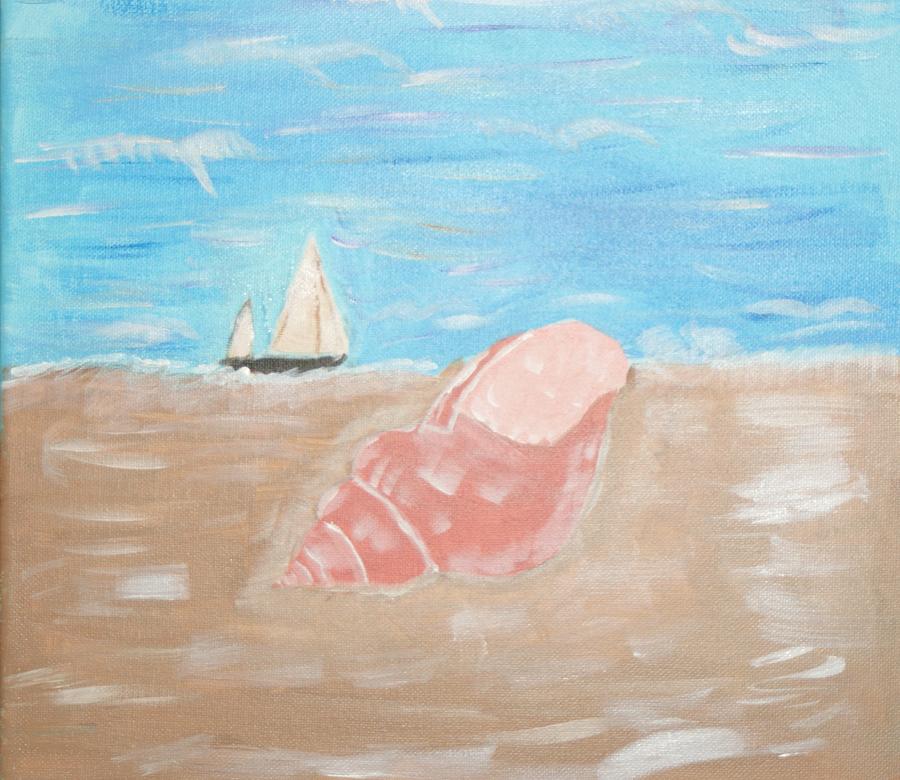 Shell on Beach Painting by Yvonne Sewell