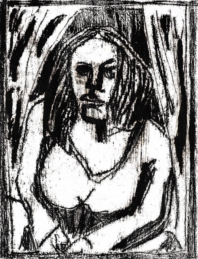 Shelley under curtains again Drawing by Edgeworth Johnstone