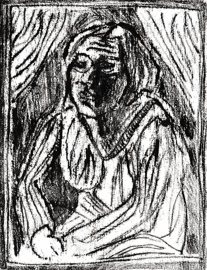 Shelley under curtains Drawing by Edgeworth Johnstone