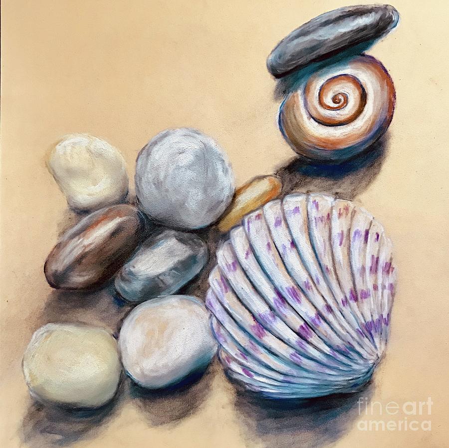 Shells and Pebbles  Pastel by Lavender Liu