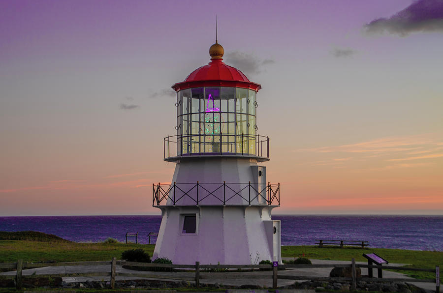 Shelter Cove Lighthouse at Sunset Photograph by Bill Cannon