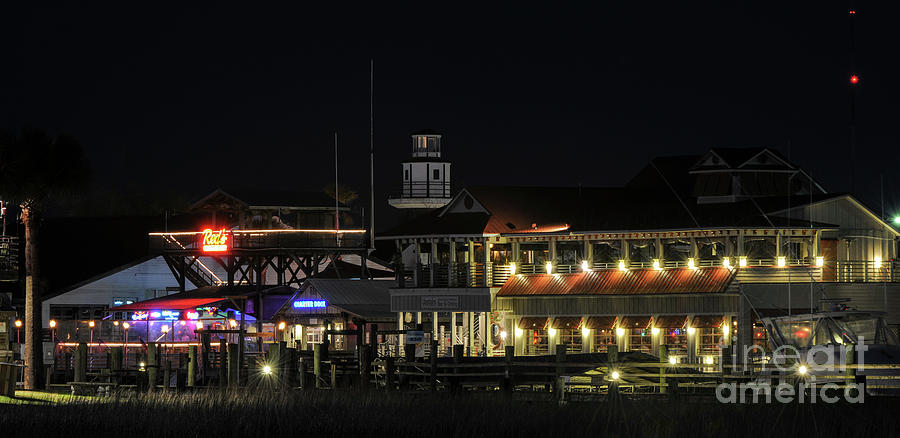 Shem Creek Photograph - Shem Creek At Night - Mount Pleasant by Dale Powell Shem Creek Photograph - Shem Creek At Night - Mount Pleasant by Dale Powell