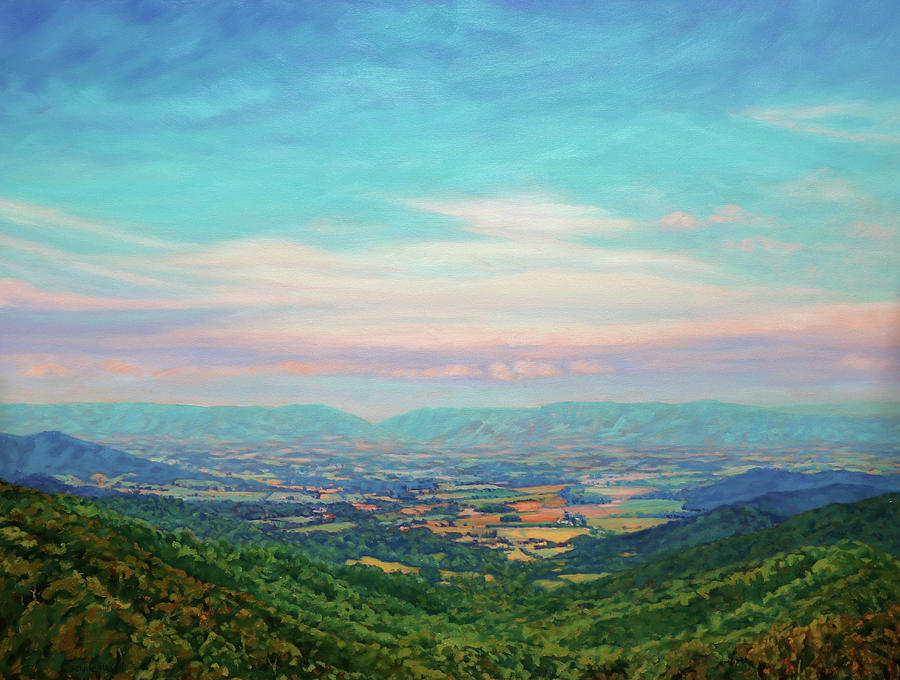 Summer Painting - Shenandoah Sky - Shenandoah Valley from Skyline Drive Overlook by Bonnie Mason