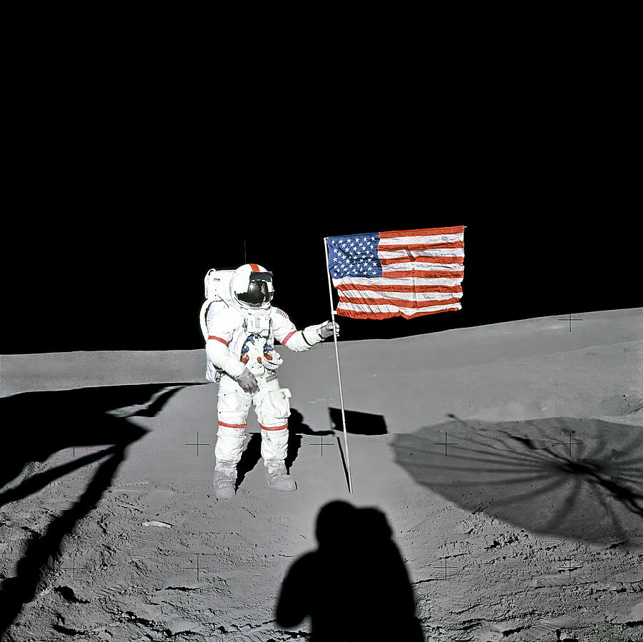 Apollo 14 - Shepard Plants Flag Photograph by Eric Glaser