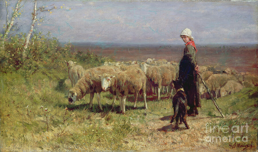 Anton Mauve Painting - Shepherdess by Anton Mauve