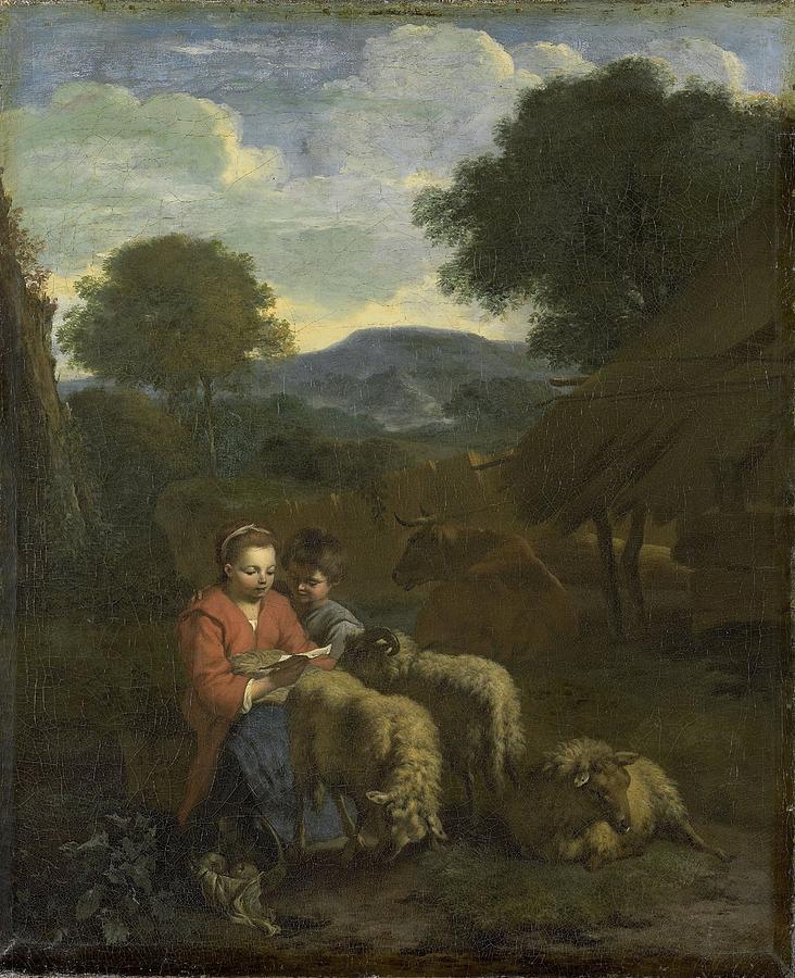 Shepherdess Reading Painting