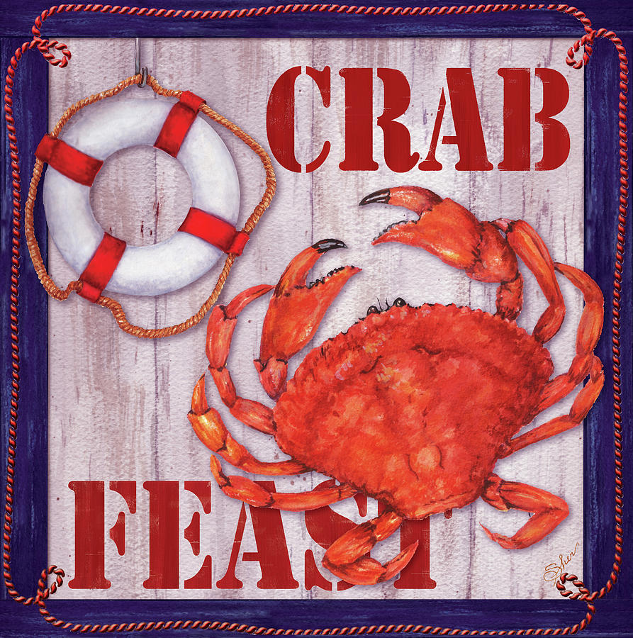 Wildlife Mixed Media - Sher-crab Feast Sign2 by Sher Sester