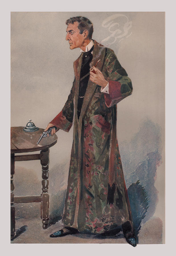 Sherlock Holmes and Revolver Painting by Leslie Ward