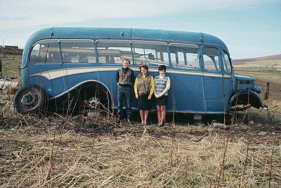 Shetlanders And Old Bus Photograph by Chris Morphet