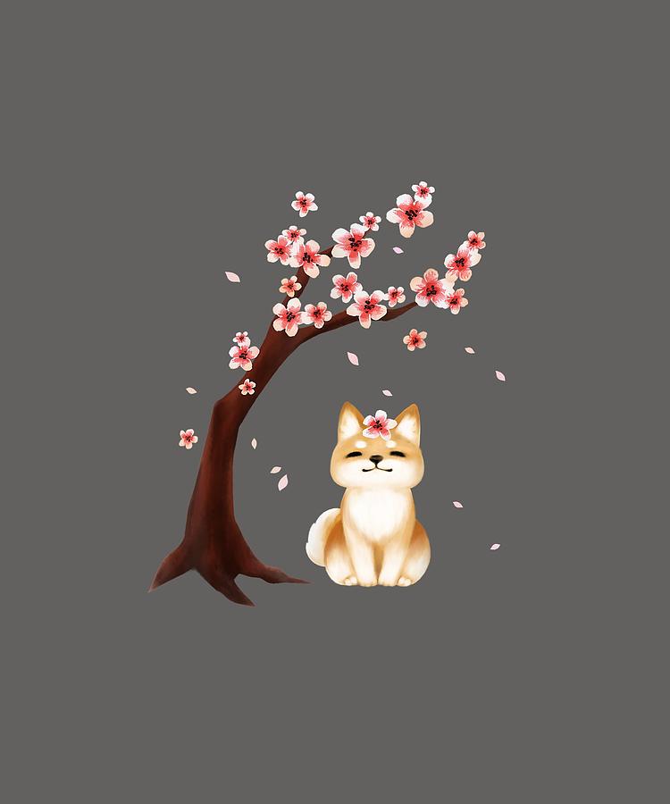 Shiba Inu Dog Japanese Cherry Blossom Sakura Flower T Shirt