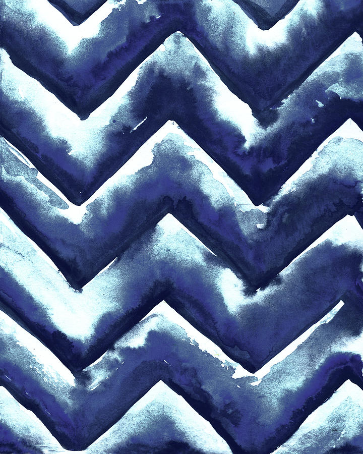 Shibori Mixed Media - Shibori Zig Zag by Elizabeth Medley Shibori Mixed Media - Shibori Zig Zag by Elizabeth Medley