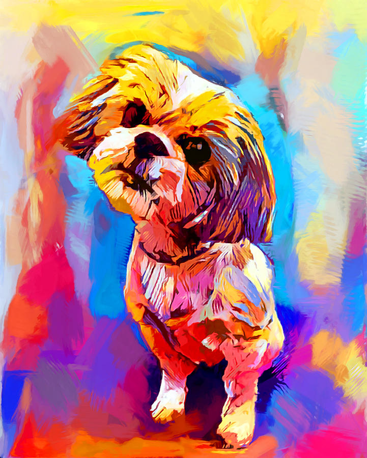 Nature Painting - Shih Tzu 4 by Chris Butler
