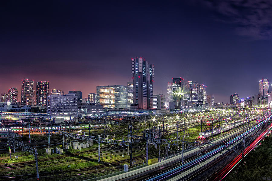 Shinagawa Station Skyline At Night Tokyo Photograph by Sandro Bisaro