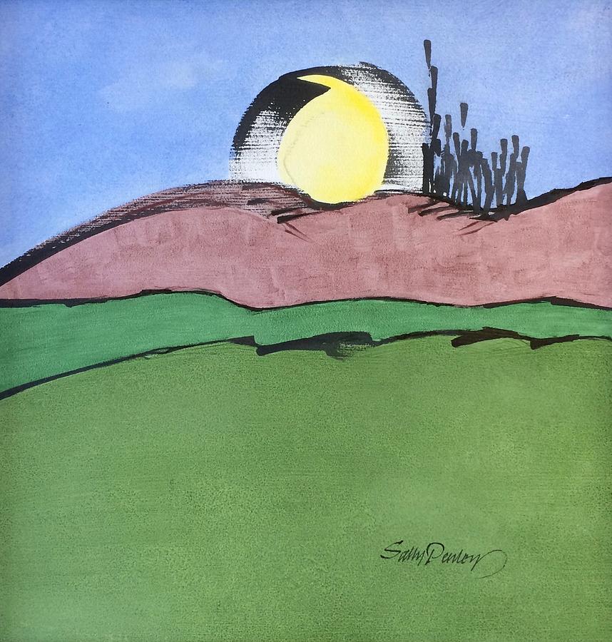 Shine On, Harvest Moon Drawing by Sally Penley