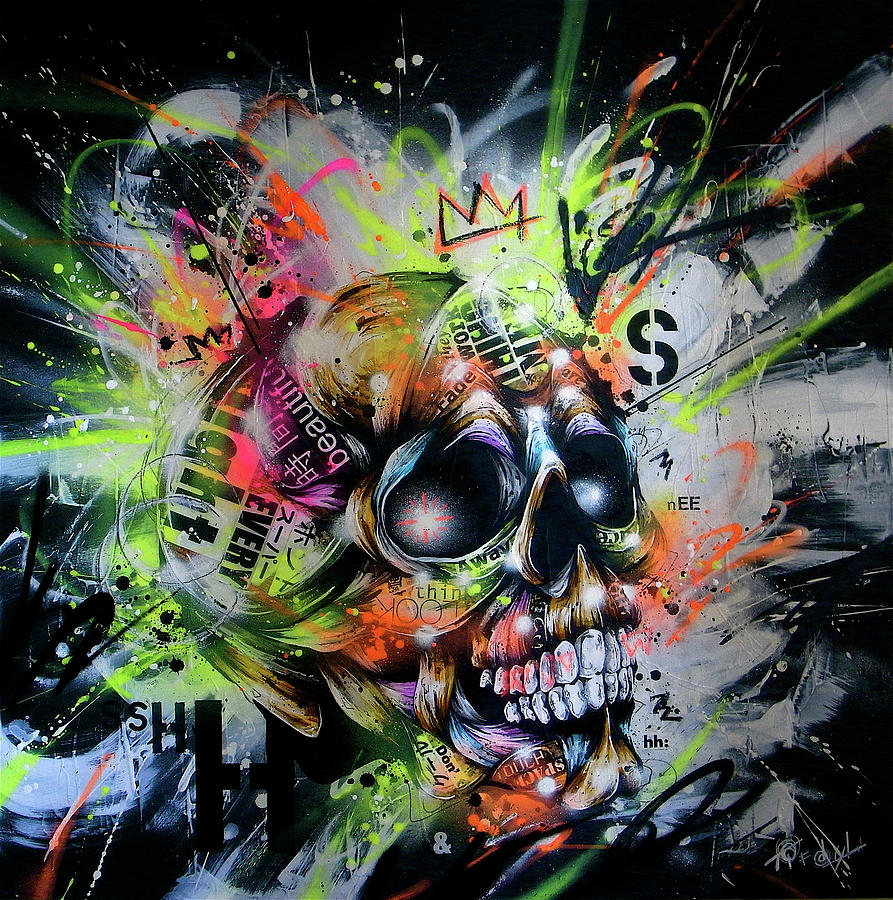 Skull Mixed Media - Shine by Taka Sudo