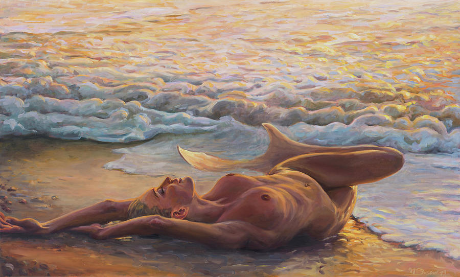 Mermaid Painting - Shining In The Sunset by Marco Busoni
