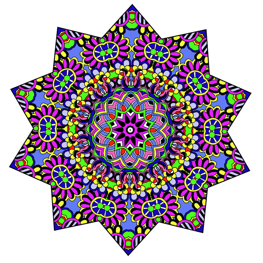 Juvenile Drawing - Shining Mandala In Purples by Kathy G. Ahrens
