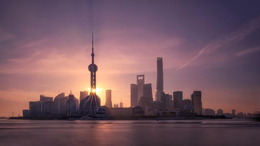 Architecture Photograph - Shining Through Shanghai Pearl by Keren Wang