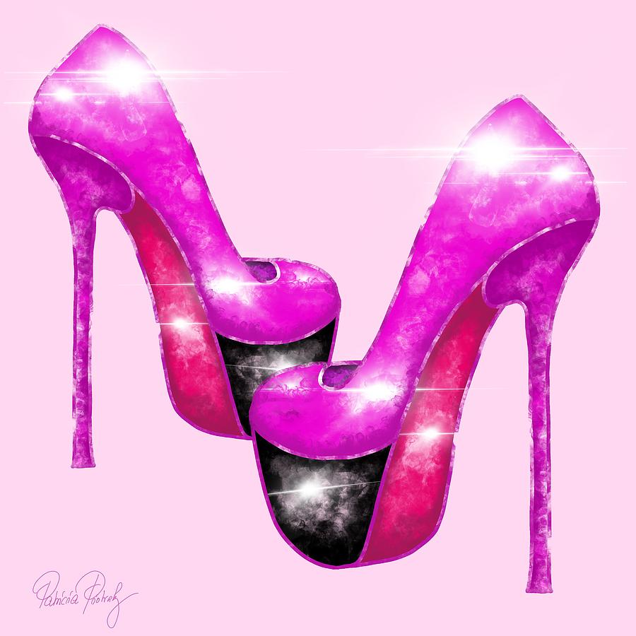 Shiny pink shoes Drawing by Patricia Piotrak