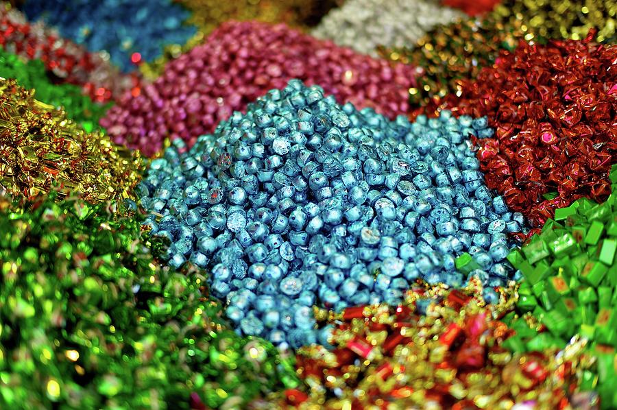 Abstract Photograph - Shiny Sweets In Spice Market by Image By Damian Bettles