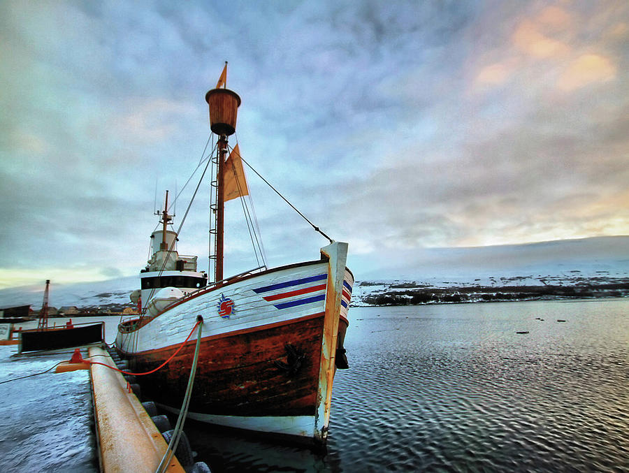 Ship At The Dock In Akureyri, Iceland Photograph by L. Toshio Kishiyama