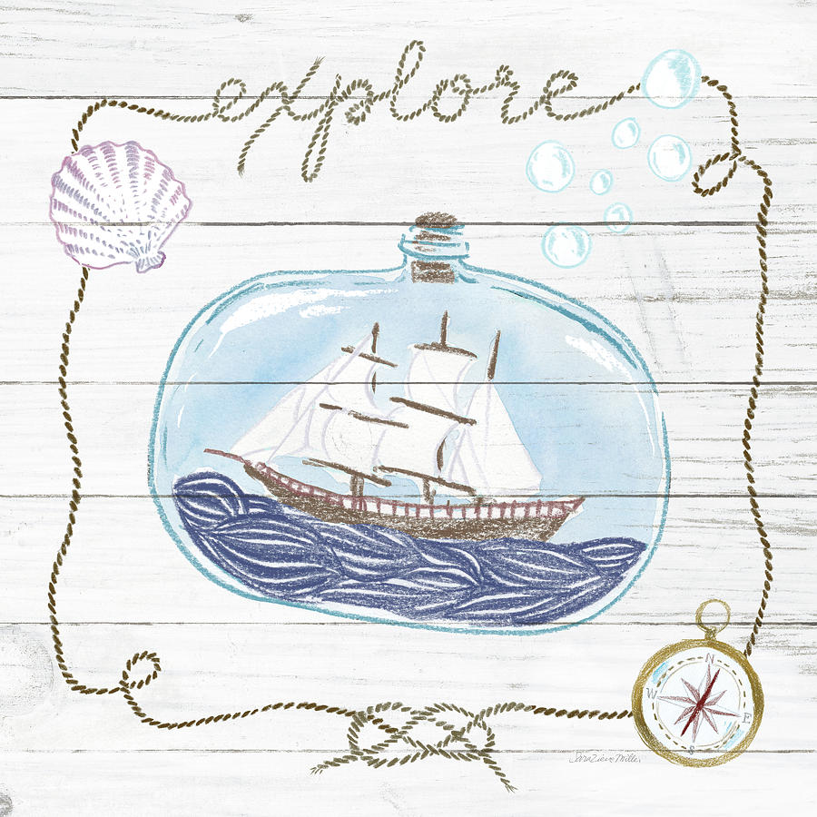 Inspirational Painting - Ship In A Bottle Explore Shiplap by Sara Zieve Miller