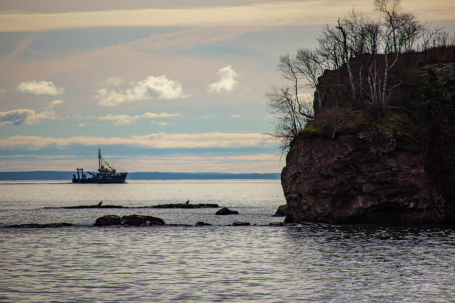 Ship on Lake Superior Photograph by Laura Smith