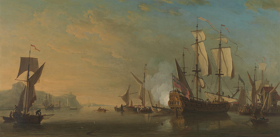 Shipping off Dover Painting by Samuel Scott