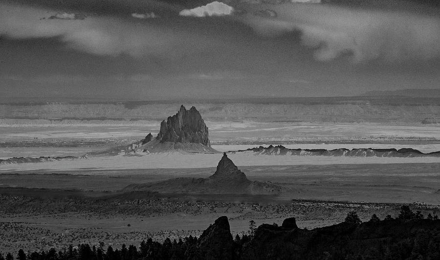 Black And White Photograph - Shiprock as Viewed from Buffalo Pass  by S Katz