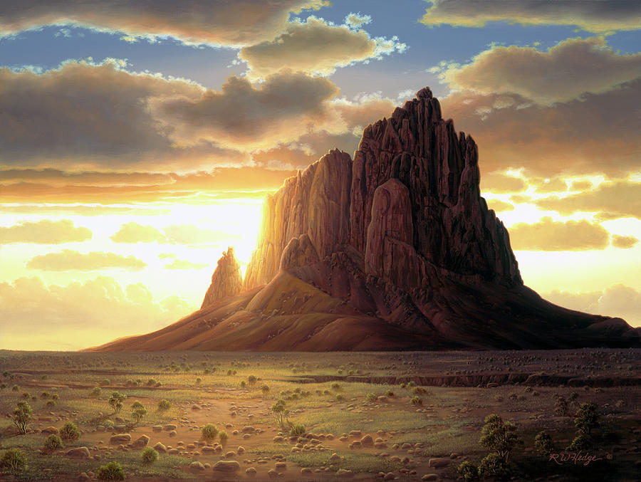 Shiprock Painting by R W Hedge