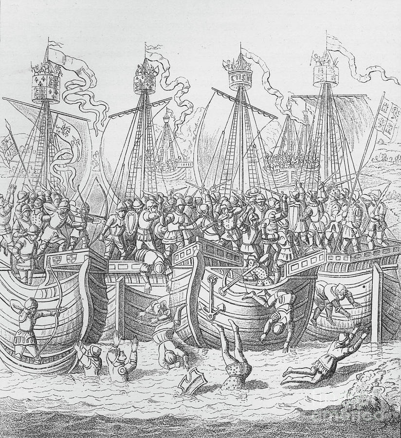 Ships At La Rochelle, France, In 1372 Drawing by Print Collector