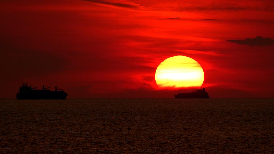 Sunset Photograph - Ships At Sunset by Ocean View Photography
