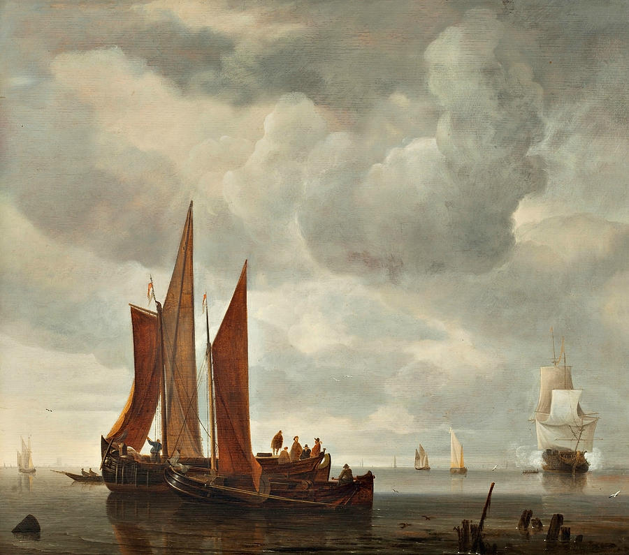 Ships Outside Dordrecht Painting by Hendrick Dubbels