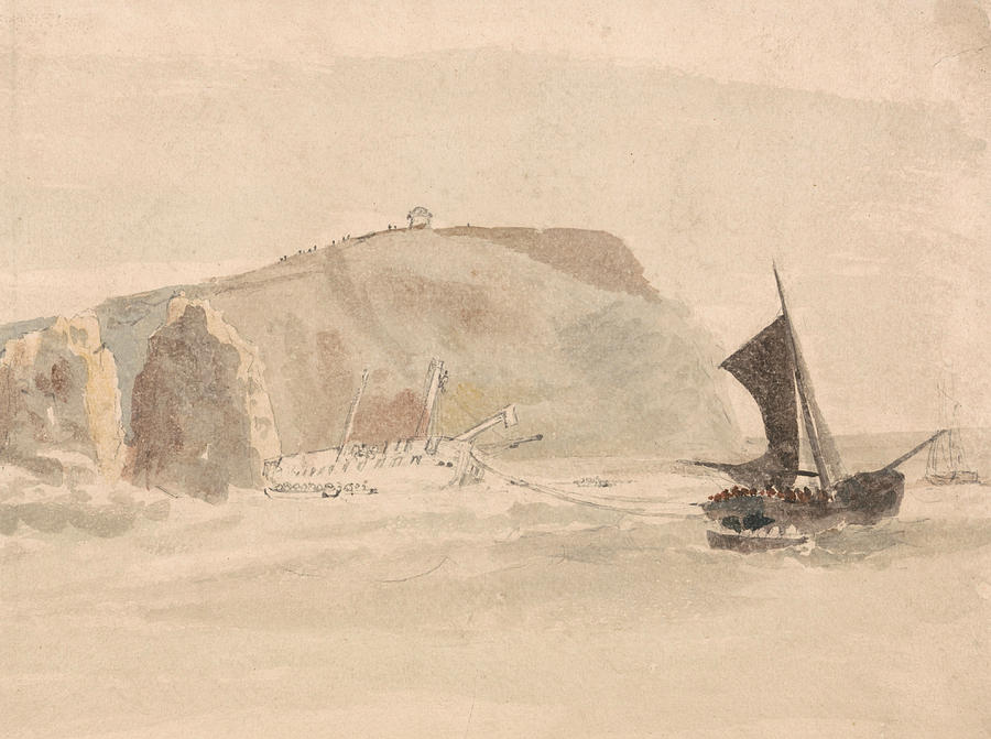Shipwreck off the Needles, Isle of Wight Drawing by Peter De Wint
