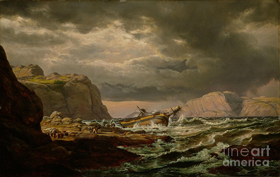Shipwreck On The Norwegian Coast Drawing by Heritage Images
