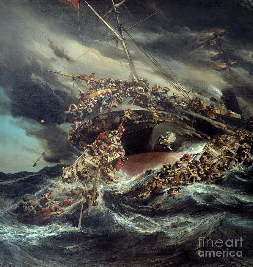 Boat Painting - Shipwreck Scene By Isabey by Eugene Isabey