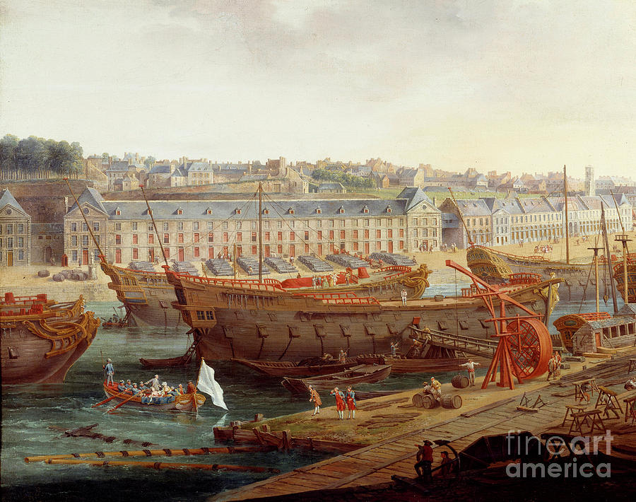 Boat Painting - Shipyard, The Port Of Brest Detail By Louis Nicolas Van Blarenberghe by Louis Nicolas Van Blarenberghe