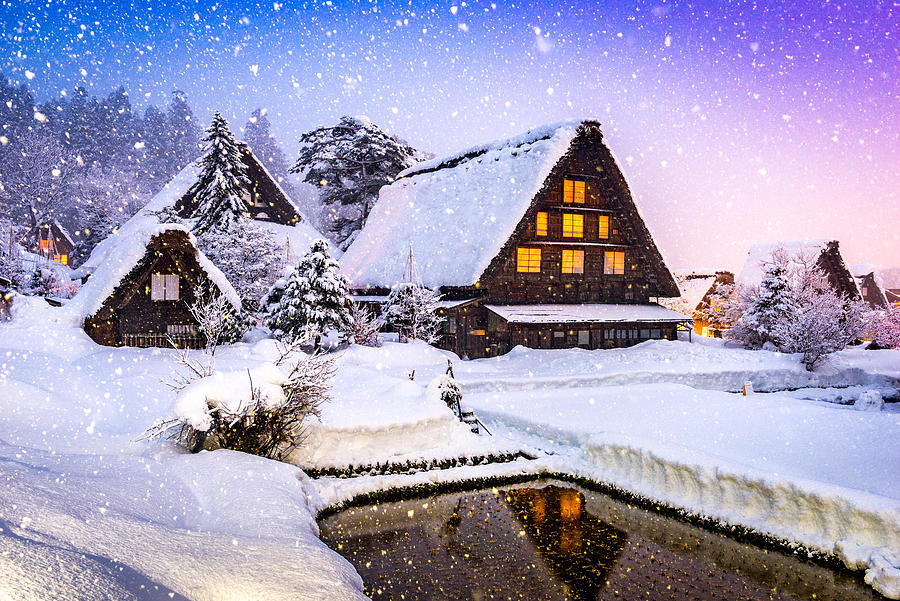 Winter Photograph - Shirakawago, Japan Historic Winter by Sean Pavone