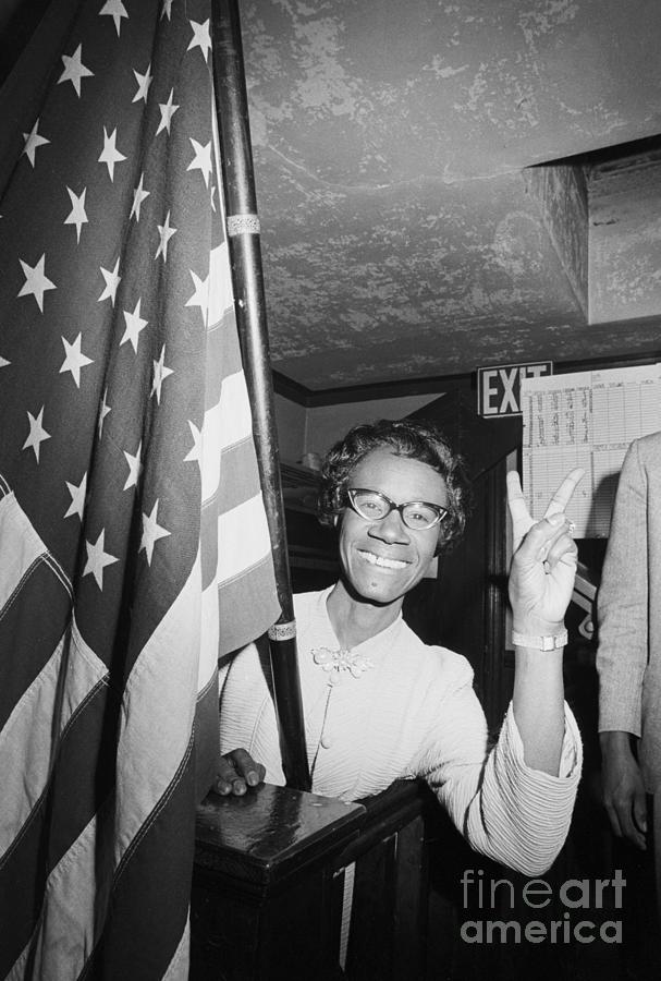Shirley Chisholm Giving Victory Sign Photograph by Bettmann