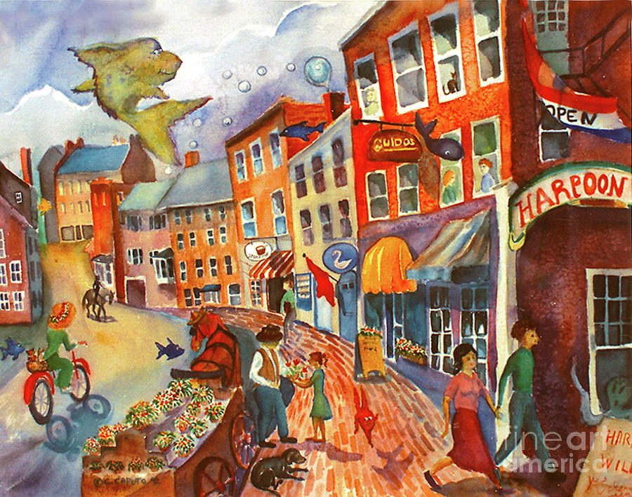 Bow Street Painting - Shirley rides up Bow St by Cori Caputo