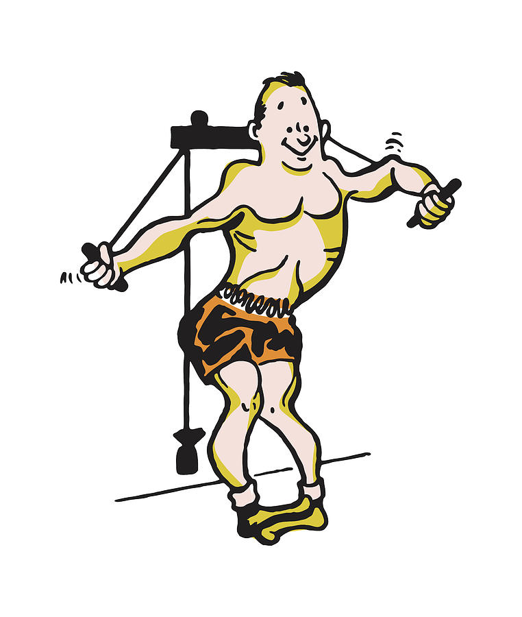 cartoon person working out
