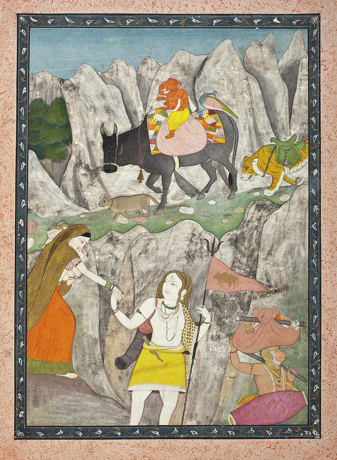 Shivas Family on the March Painting by Unknown