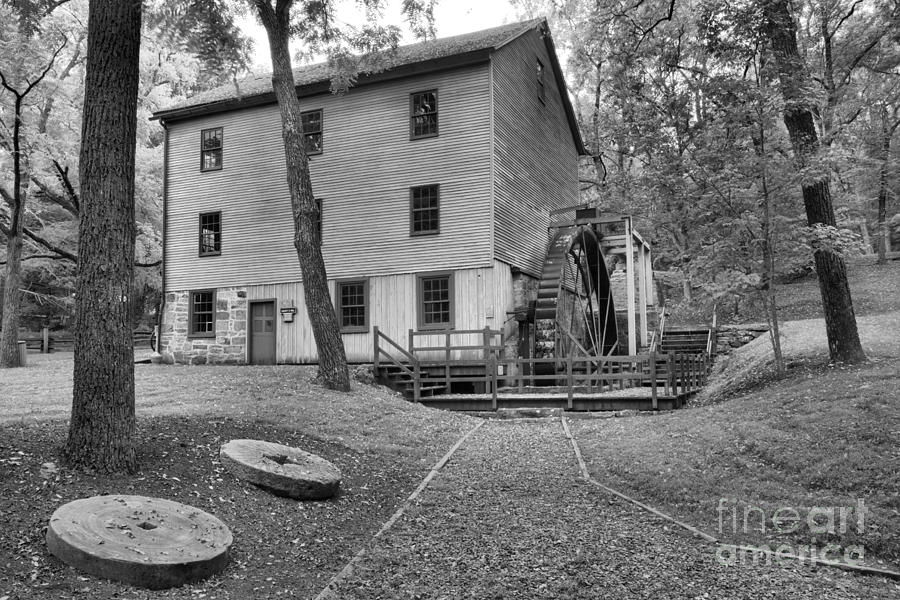 Shoaffs Grist Mill Black And White Photograph by Adam Jewell