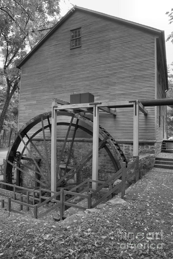 Shoaffs Grist Mill Portrait Black And White Photograph by Adam Jewell